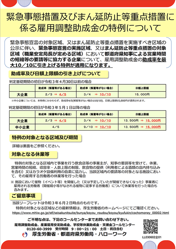 雇用調整助成金の特例について